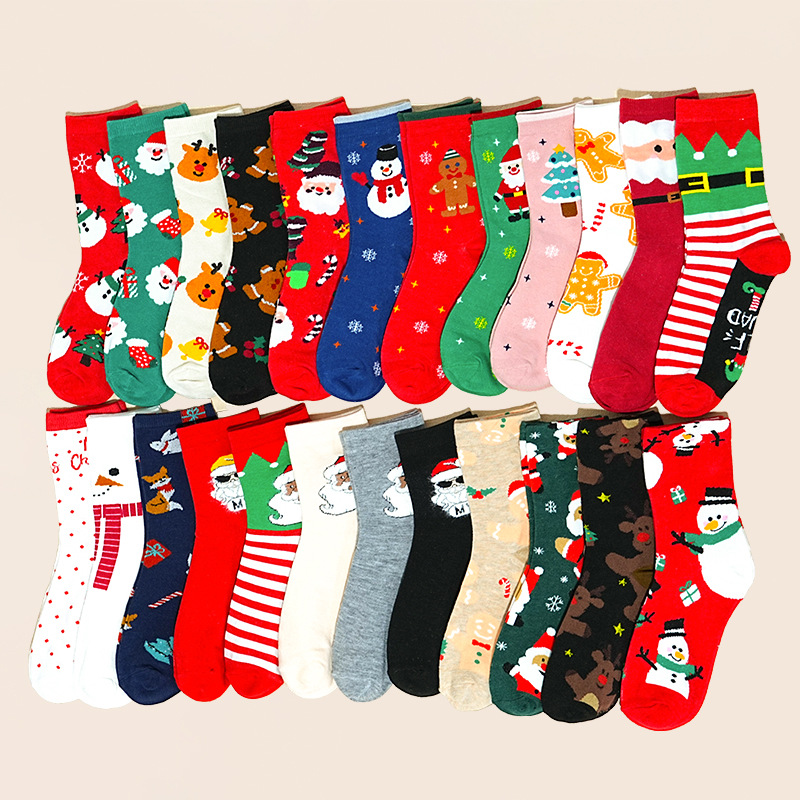 Christmas Holiday Socks Fashion Cotton Middle Tube Sock Festive Crew Socks